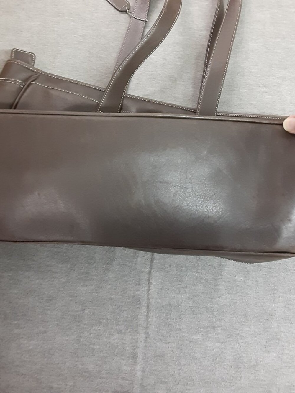 VTG Coach Hampton Large Tote Weekender Natural Cowhide Leather Brown - Picture 4 of 16